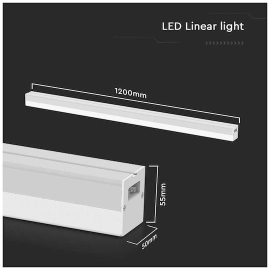 V-TAC LED Kommerzielle lineare Beleuchtung Leuchte Decke 40W Kaltes Weiß IP20 B120xT5.5xH5cm