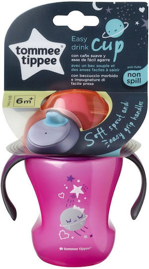 Tommee Tippee Easy Drink Educational Sippy Cup Plastic with Handles Pink for 6m+m+ 230ml