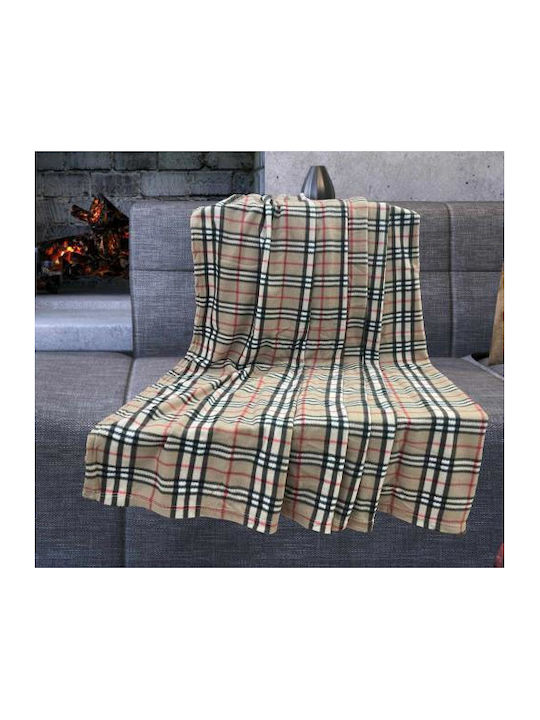 Linea Home Britain Κουβέρτα Fleece Μονή 150x200εκ. Μπεζ