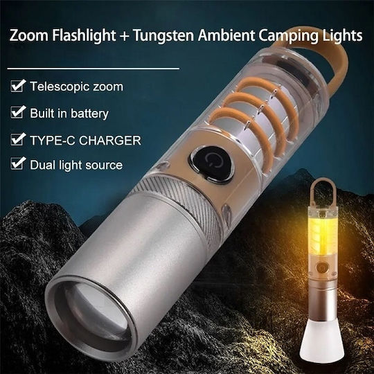Andowl Wiederaufladbar Taschenlampe LED Silber