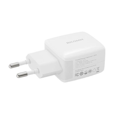 Ricomm Încărcător cu Port USB-A și Port USB-C și Cablu USB-C 25W Livrarea energiei Albς (RC252)