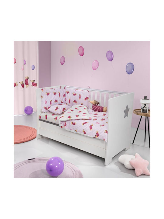 Saint Clair Baby Sheets Set Crib Cotton Fuchsia 115x170cm 3pcs