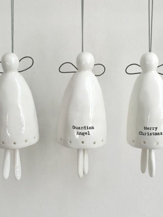 Synchronia Christmas Ceramic Figure Bell White Bell White Height 10.5cm Guardian Angel