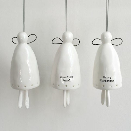 Synchronia Christmas Ceramic Figure Bell White Bell White Height 10.5cm Guardian Angel
