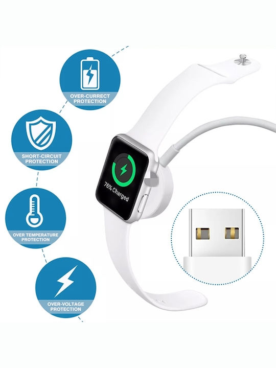 1m Usb Magnetic Fast Зарядно за Apple Watch Бялς
