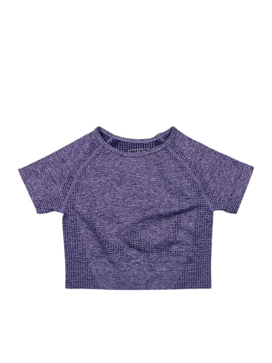 Madeline Γυναικείο Αθλητικό Crop Top Κοντομάνικο Μωβ