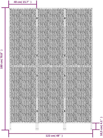 vidaXL Декоративен Параван Ратанов 122x180см