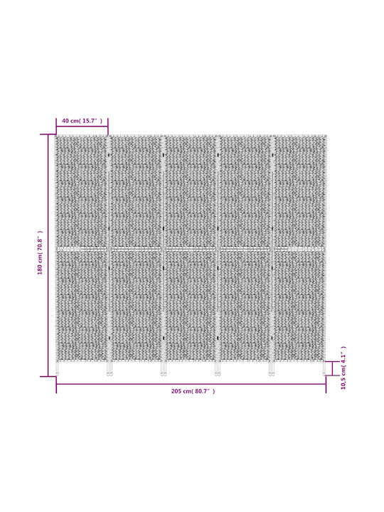 vidaXL Dekorativer Raumteiler aus Rattan 205x180cm