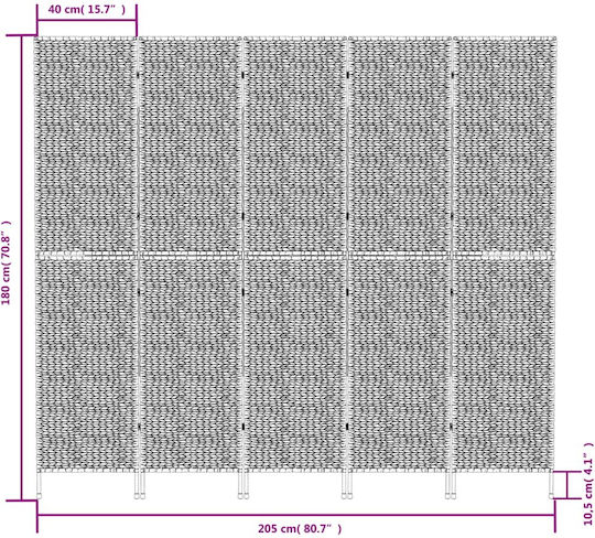 vidaXL Dekorativer Raumteiler aus Rattan 205x180cm