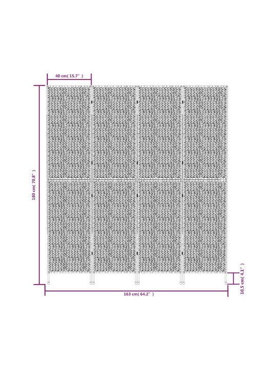 vidaXL Διακοσμητικό Παραβάν από Rattan 163x180cm