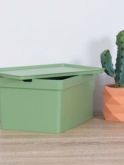 Viomes Nova Plastic Storage Box with Lid Green 35.5x26.5x22cm