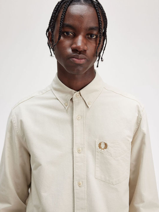 Long-sleeved Cotton Shirt Beige