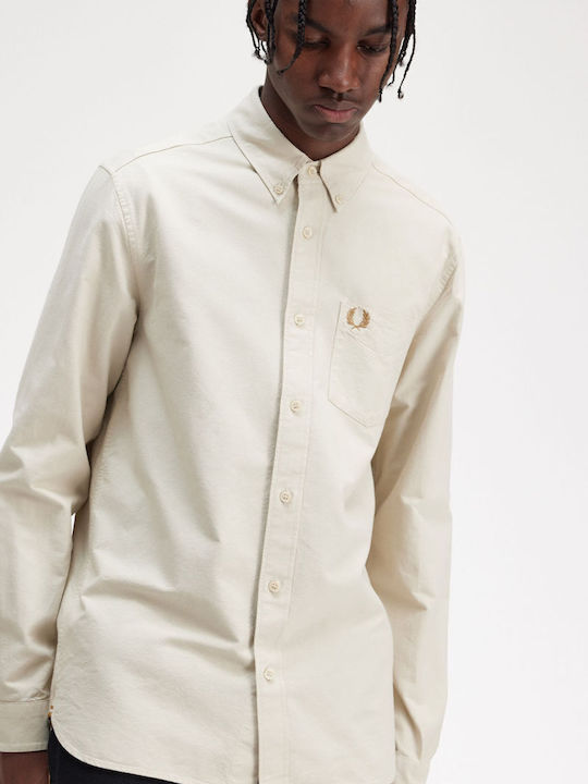 Long-sleeved Cotton Shirt Beige