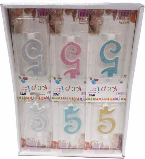Tpster Birthday Candle Number "5" in Light Blue Color 29942