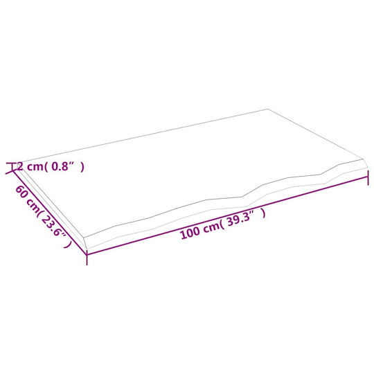 vidaXL Countertop without Sink L100xW60xH2cm Brown