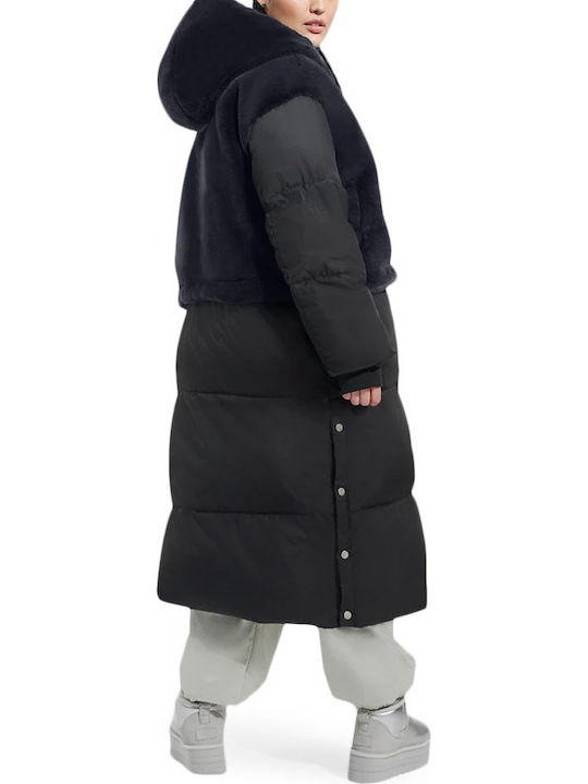 Keeley Faux Κοντό Γυναικείο Puffer Μπουφάν για Χειμώνα Black