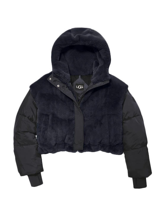Keeley Faux Κοντό Γυναικείο Puffer Μπουφάν για Χειμώνα Black