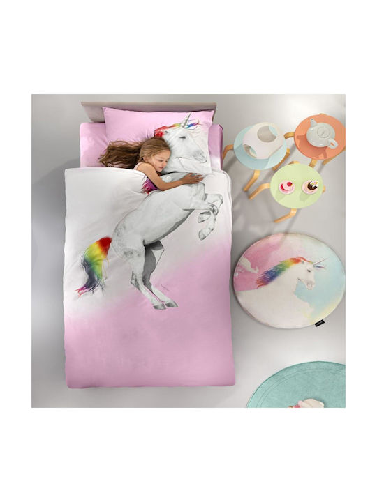Saint Clair Kids Duvet Set Single with Pillowcase Ceros Suede Pink 160x220cm