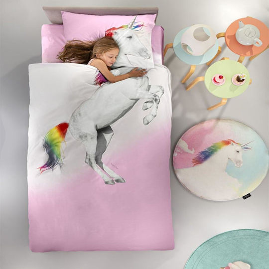 Saint Clair Kids Duvet Set Single with Pillowcase Ceros Suede Pink 160x220cm