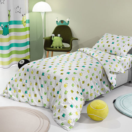 Saint Clair Set Kinderbettbezug Einzel mit Kissenbezug Baumwolle Blue 160x220cm