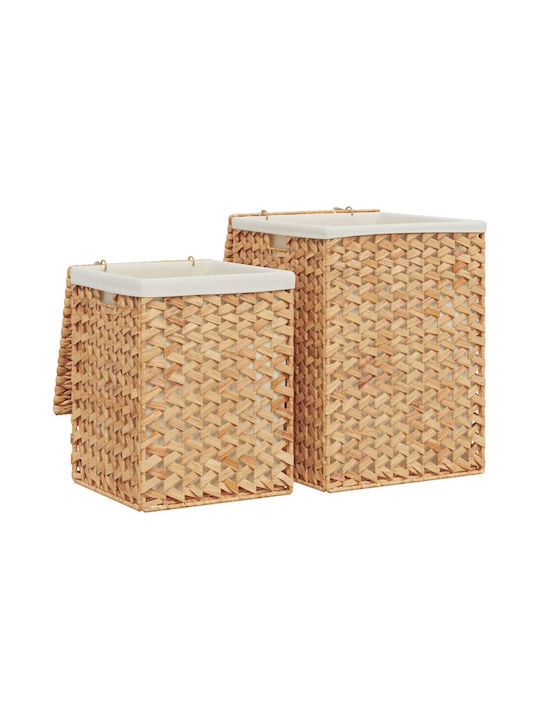 vidaXL Collapsible Wicker Laundry Basket Set with Lid 36x36x50cm Brown