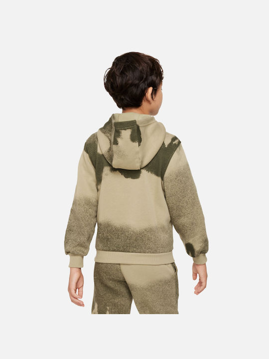 Nike Fleece Kids Sweatshirt with Hood and Pockets Khaki