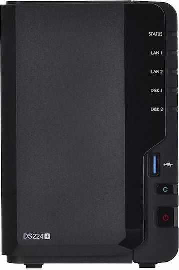 Synology DiskStation DS224+ NAS Tower με 2 θέσεις για HDD/SSD και 2 θύρες Ethernet