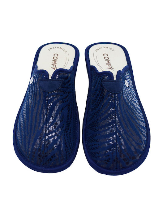 Comfy Anatomic Anatomic Leather Women's Slippers Blue