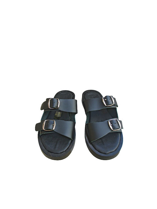 Blondie Leather Women's Flat Sandals in Black Color