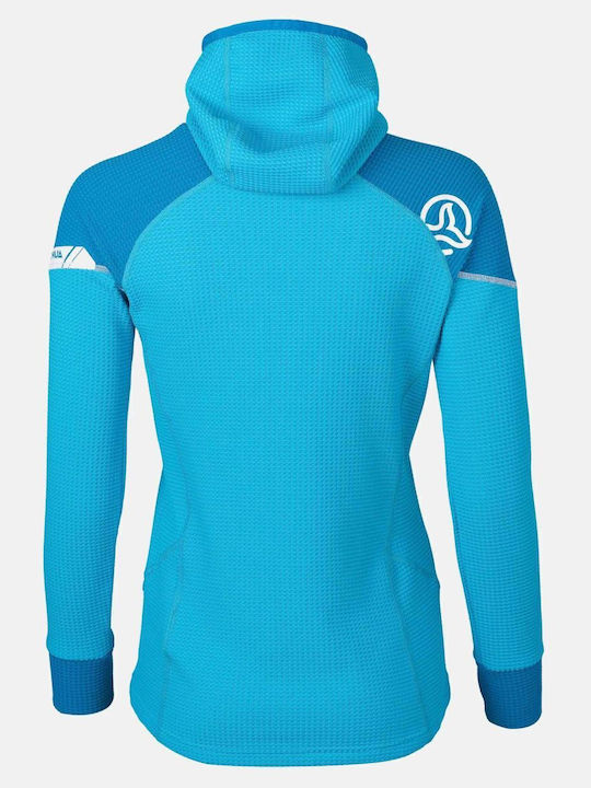 Women's Fleece Blouse Long Sleeve with Hood Light Blue