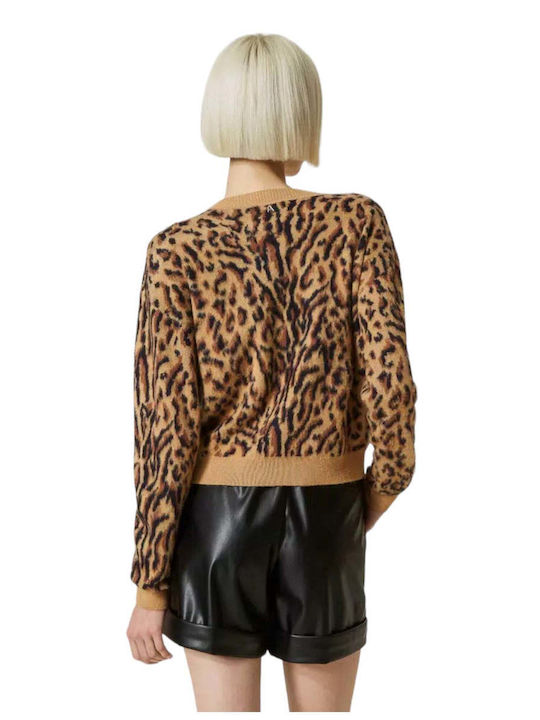 Twinset Γυναικείο Μακρυμάνικο Πουλόβερ Animal Print Πολύχρωμο