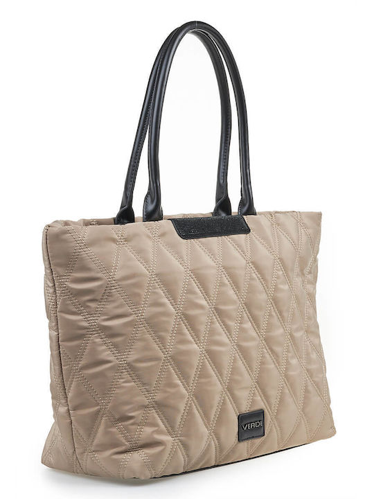 Verde Damen Tasche Shopper Schulter Beige