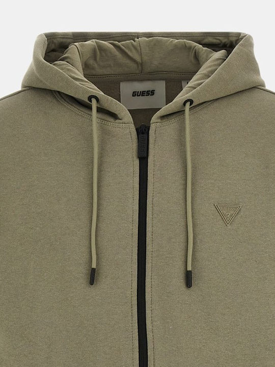 Guess Men's Sweatshirt Jacket with Hood Khaki