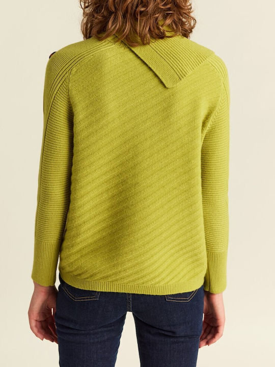 Forel Women's Long Sleeve Sweater Turtleneck Green