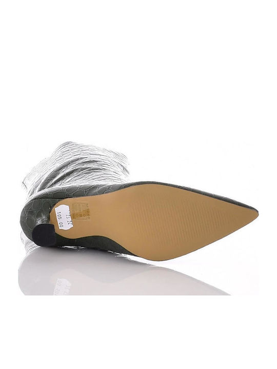 Ghete dama de piele cu Platforme pentru femei cu Toc Verzi