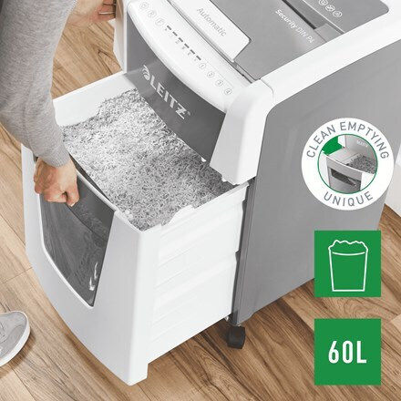 Leitz Aktevernichter Mikroschnitt 300 Blätter mit Behälter 60Es