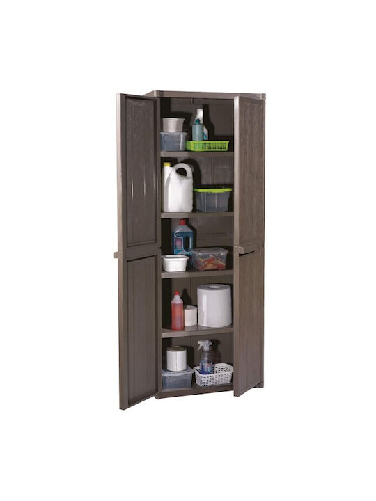 Double Door Wardrobe Plastic with 4 Shelves 65x45x172cm