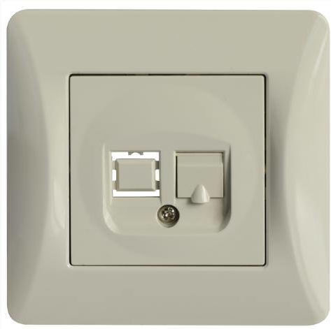Lineme Двойна Мрежова контактна розетка RJ45 с Рамка Тип Cat6 в Бежов Цвят 50-00130-30