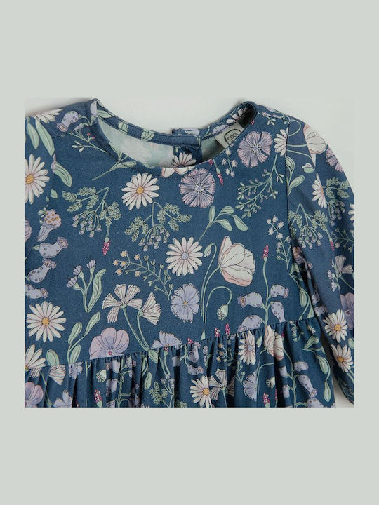 Children's Dress Long Sleeve Set with Coat Blue
