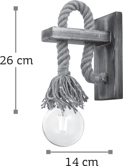 Inlight Industrial Φωτιστικό Τοίχου με Ντουί E27 Καφέ 26x14εκ.