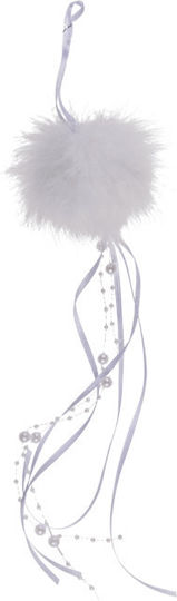 Hängendes Ornament Feder Stoff Weiß 8cm