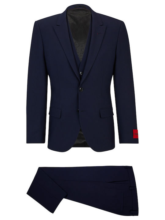 Hugo Boss Ανδρικό Κοστούμι Με Γιλέκο Μπλε