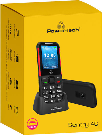 Powertech Sentry PTM-33 Dual SIM Κινητό με Μεγάλα Κουμπιά Μαύρο