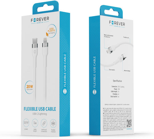 Forever USB-C to Lightning Cable 20W Λευκό 2m
