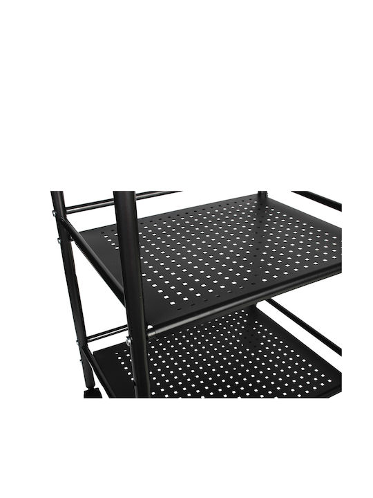 Keskor Kitchen Trolley Metallic in Black Color 3 Slots 41x31x75cm