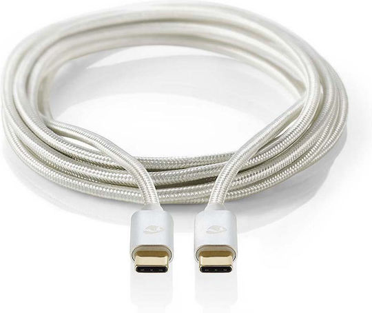 Nedis Braided USB 2.0 Cable USB-C Male - USB-C 60W PD Silver 2m
