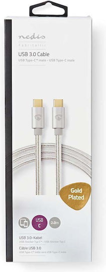 Nedis Braided USB 2.0 Cable USB-C Male - USB-C 60W PD Silver 2m