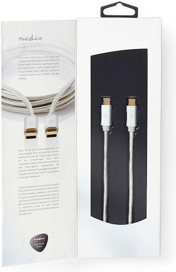 Nedis Braided USB 2.0 Cable USB-C Male - USB-C 60W PD Silver 2m