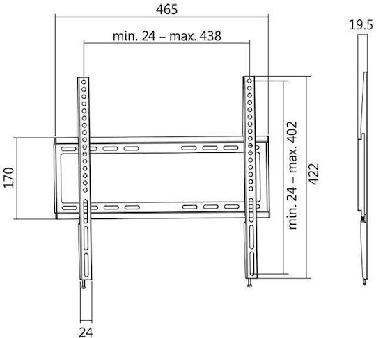 LogiLink BP0009 Βάση Τηλεόρασης Τοίχου έως 55" και 35kg