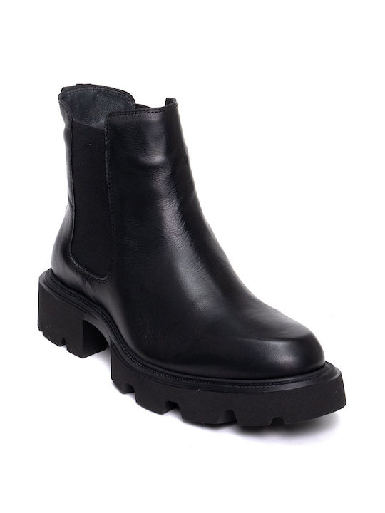 Philippe Lang Leder Damen Chelsea Stiefeletten Schwarz